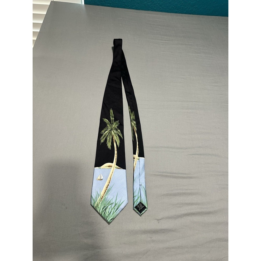 Tropicals By Tango Beach Palm Tree Sailboat Silk Neck Tie